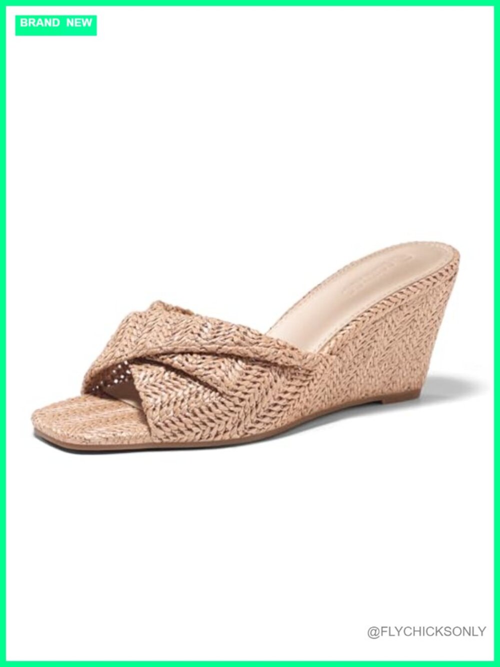 Womens Wedge Sandals Espadrilles Square Open Toe Slip On High Heels Raffia